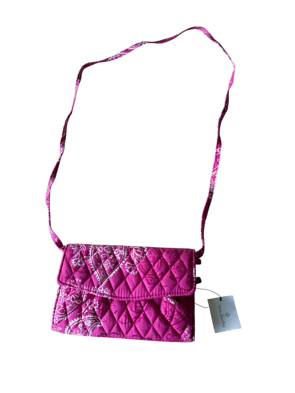 Vera Bradley Quilted Fuchsia Crossbody with Paisley Strap